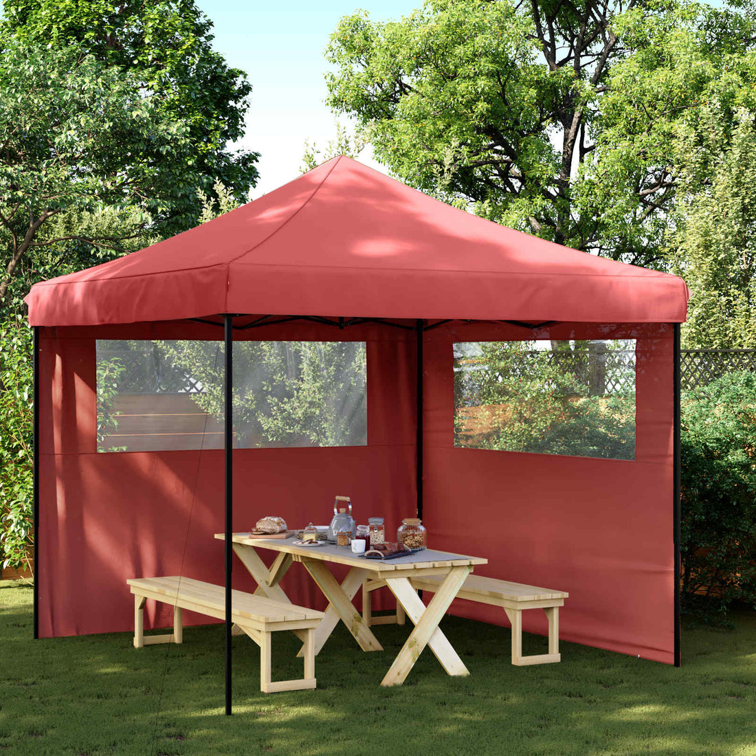 vidaXL Carpa de Fiesta 292 x 292 x 315 cm Burdeos Tela Oxford