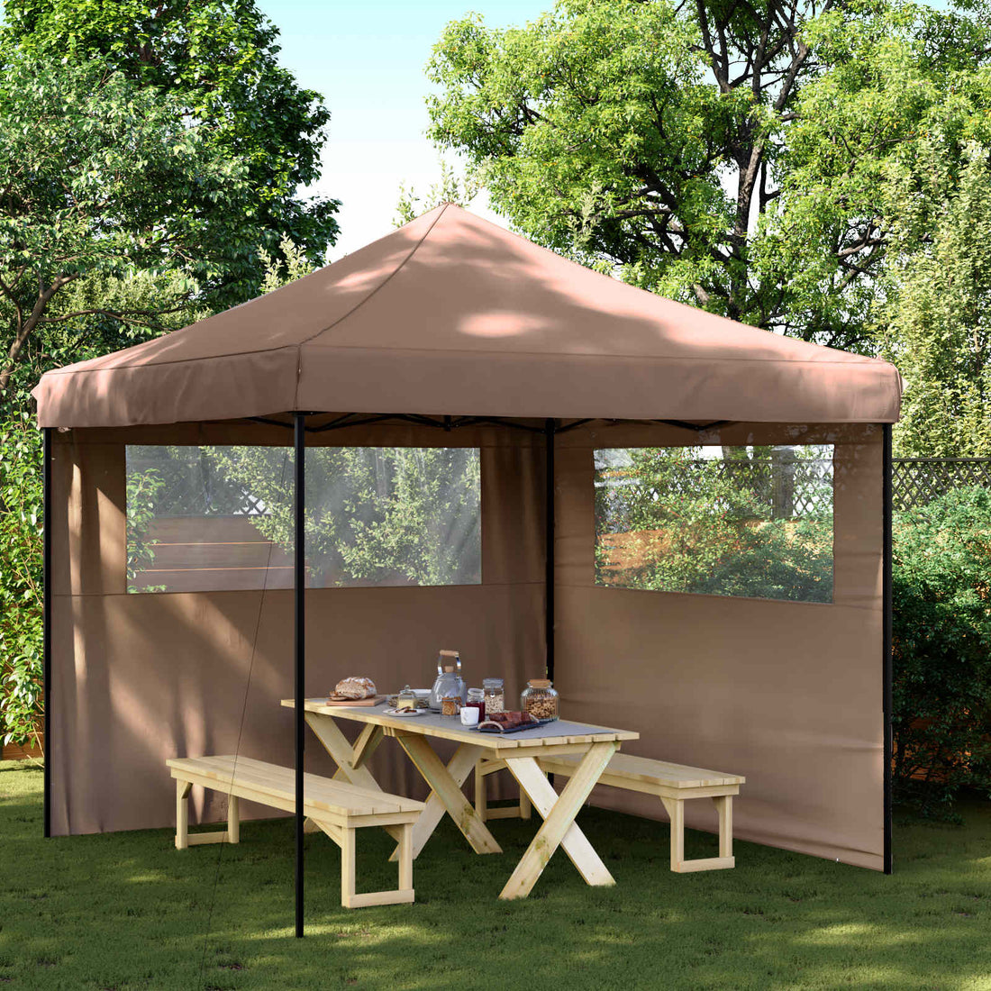 vidaXL Carpa de Fiesta 292 x 292 x 315 cm Marrón Tela Oxford