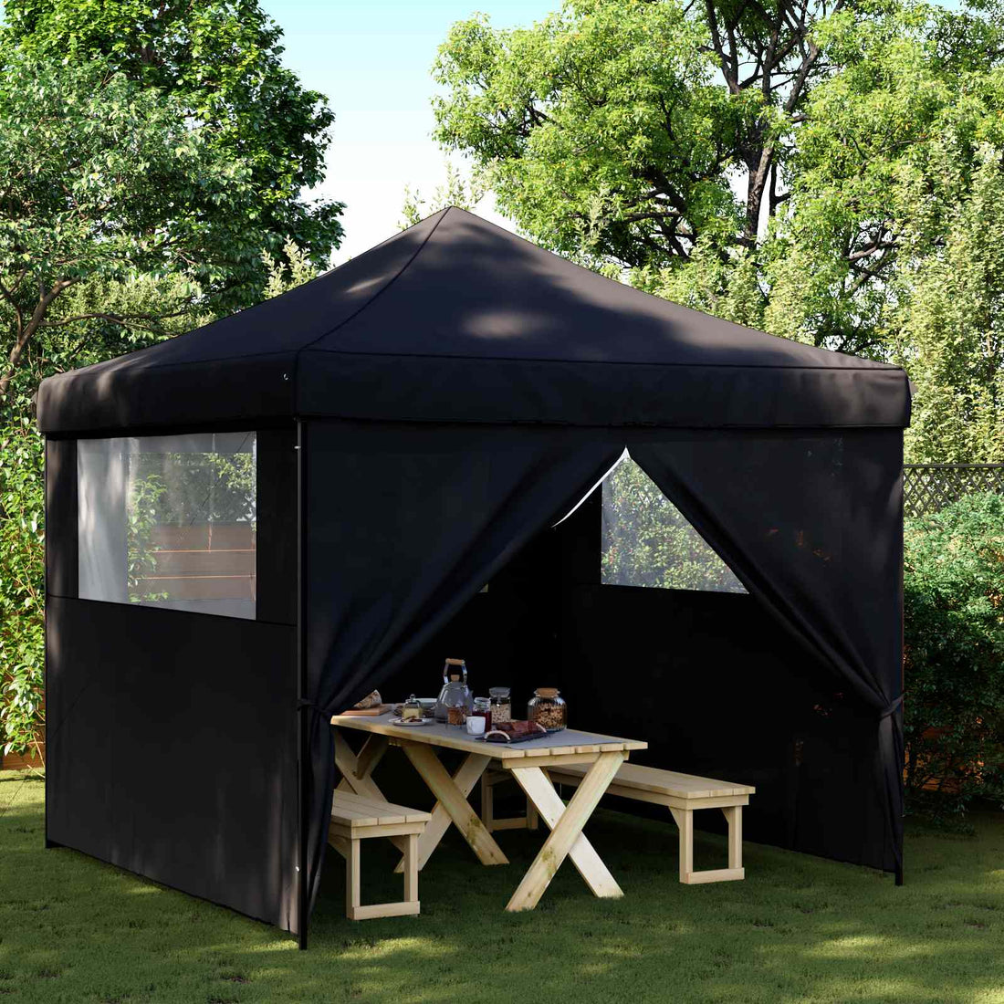 vidaXL Carpa de Fiesta 292 x 292 x 315 cm Negro Tela Oxford