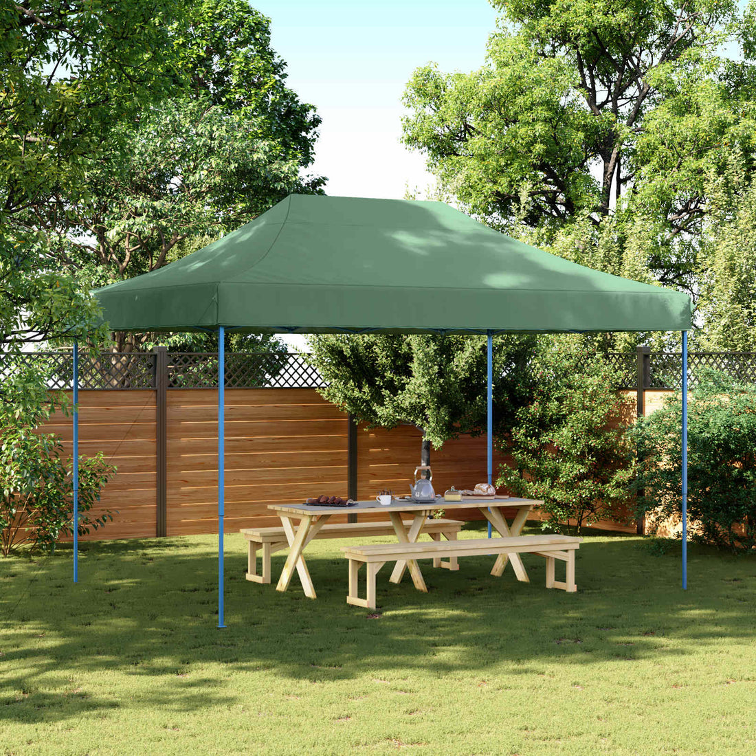 vidaXL Carpa de Fiesta 279 x 410 x 315 cm Verde Tela Oxford