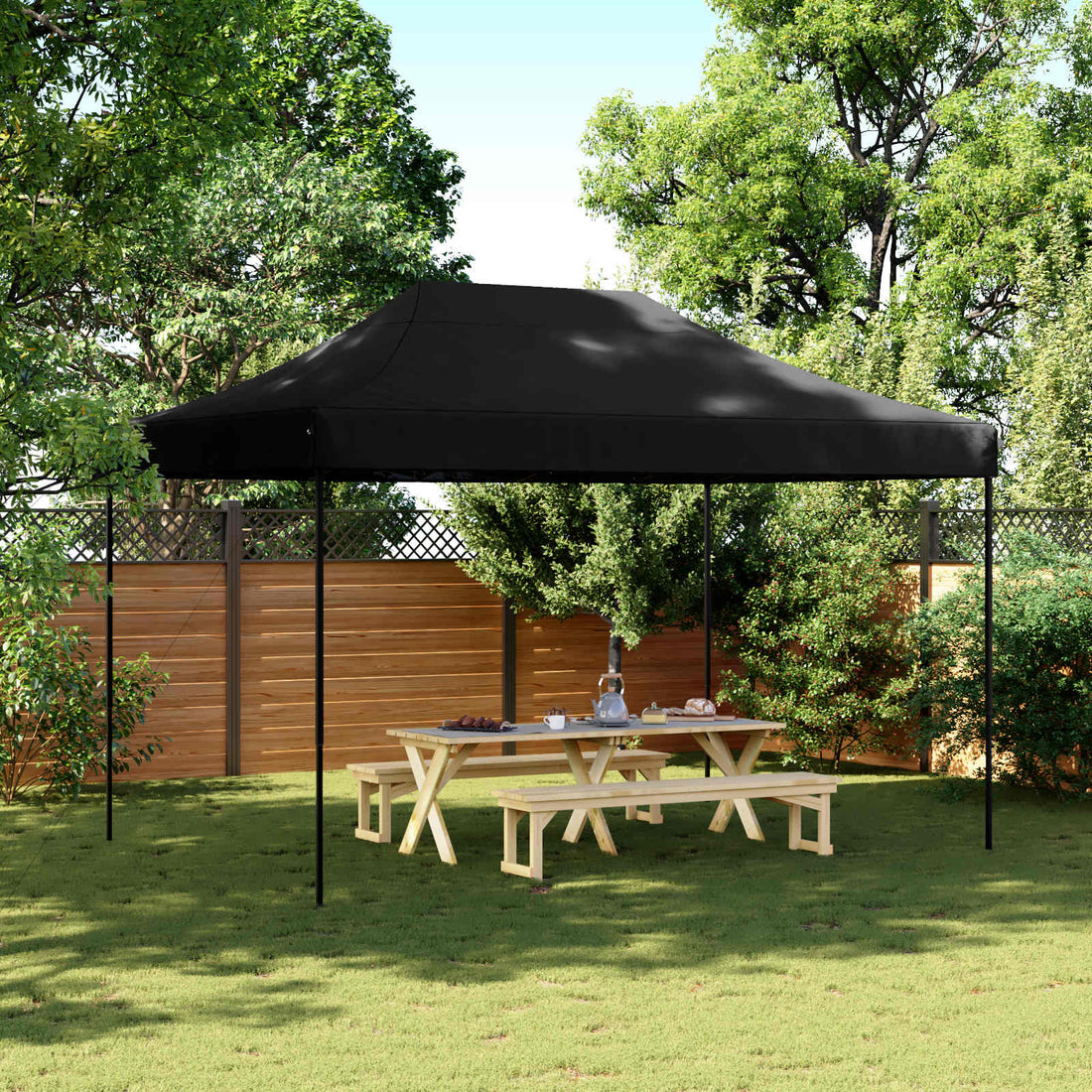 vidaXL Carpa de Fiesta 279 x 410 x 315 cm Negro Tela Oxford