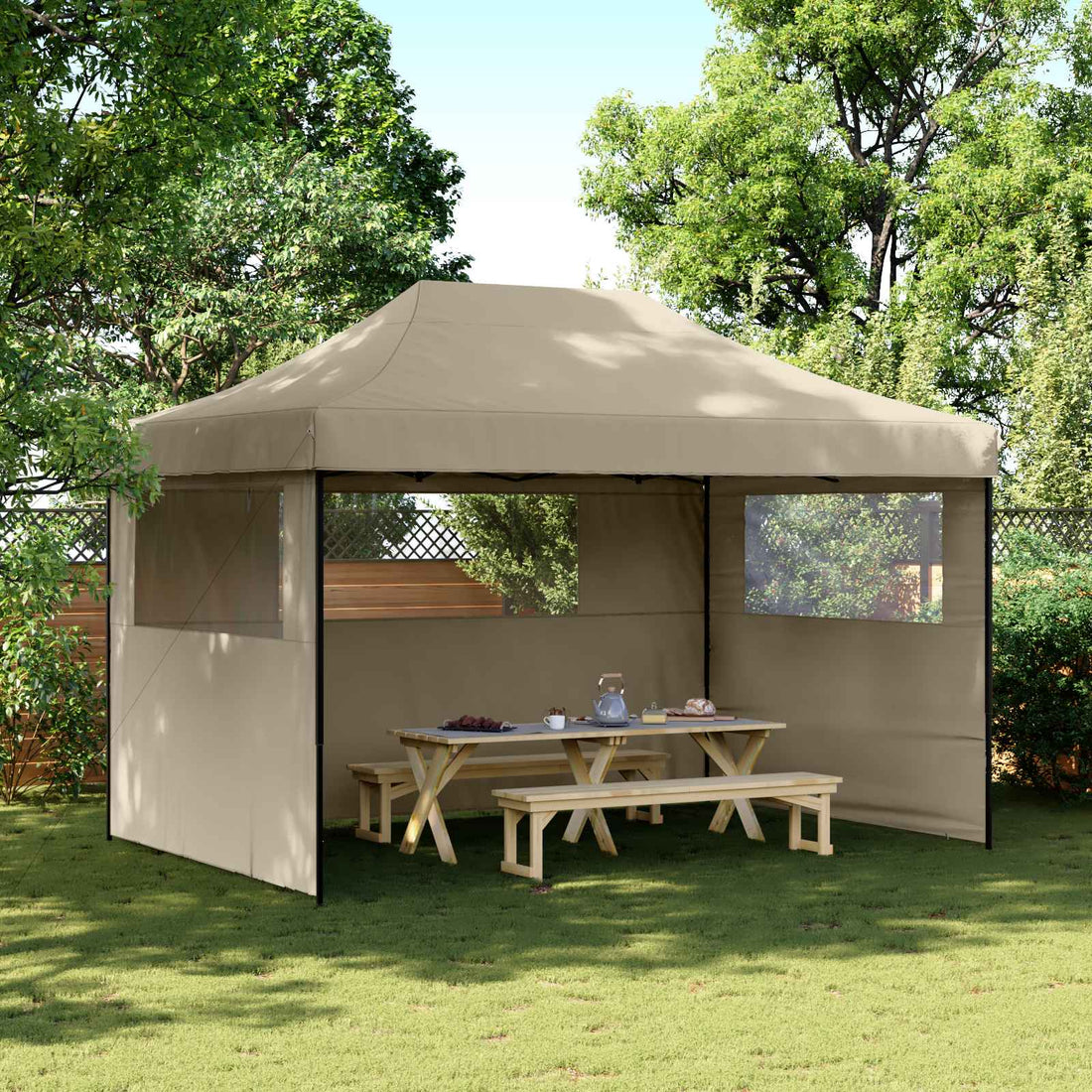 vidaXL Carpa de Fiesta 279 x 410 x 315 cm Topo Tela Oxford