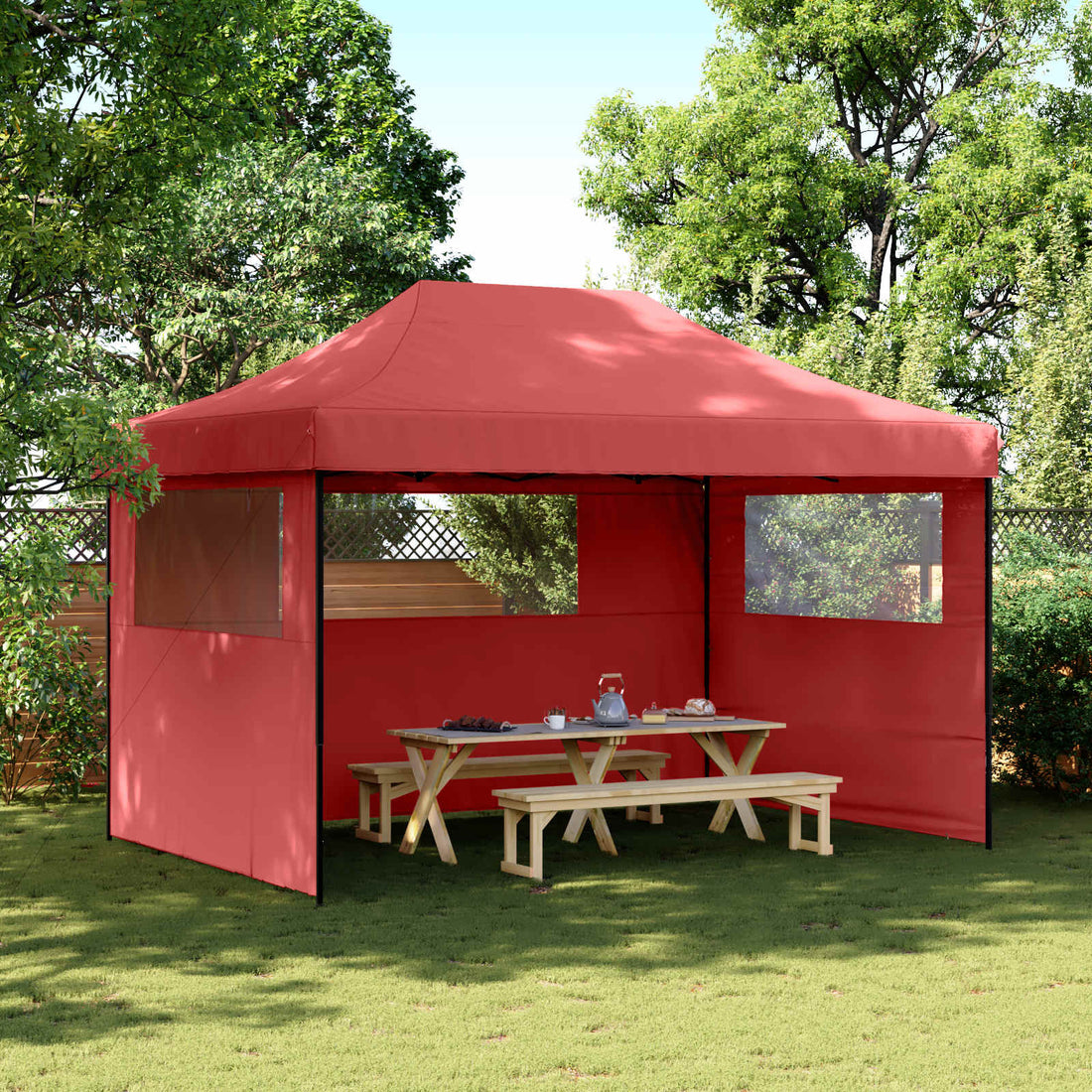 vidaXL Carpa de Fiesta 279 x 410 x 315 cm Burdeos Tela Oxford
