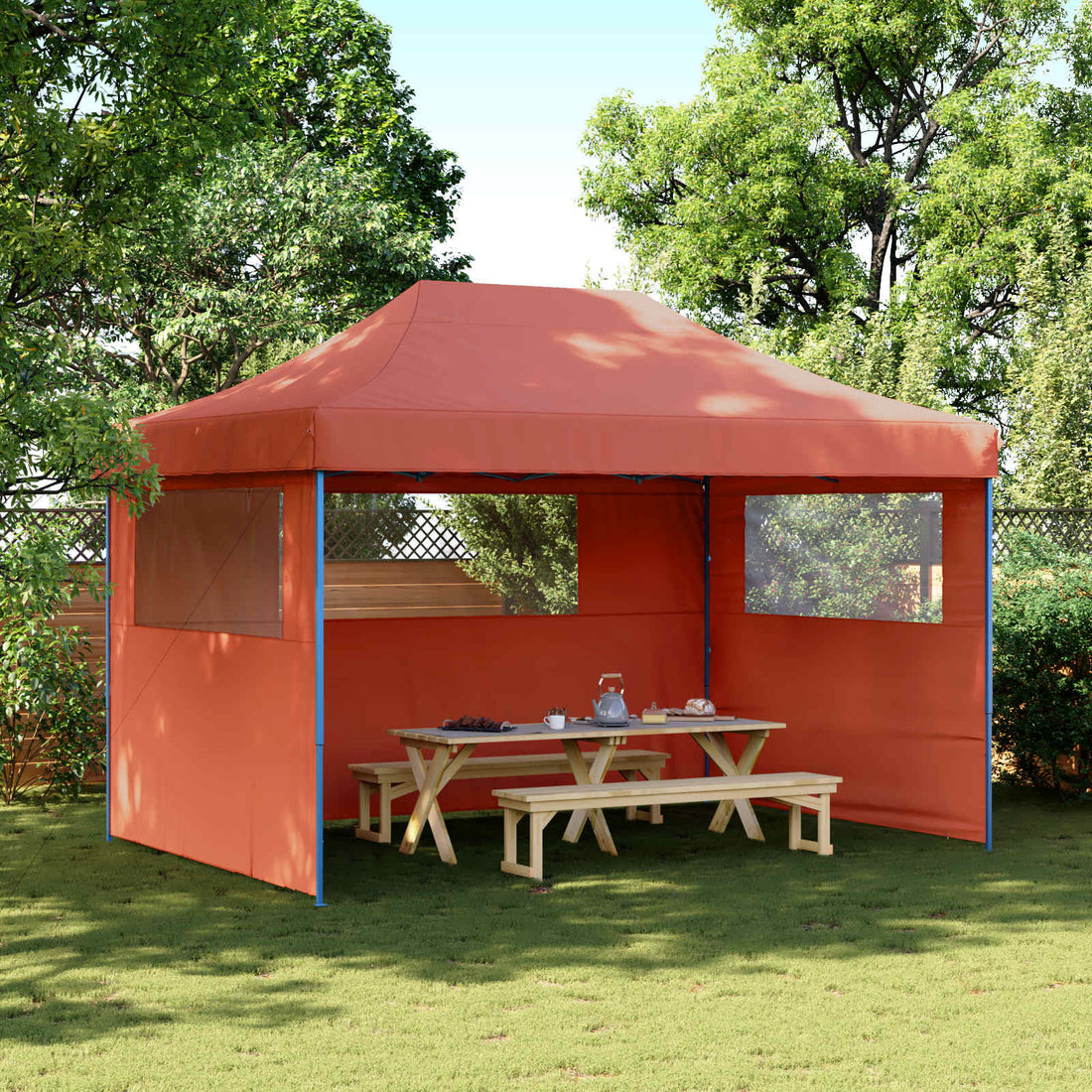 vidaXL Carpa de Fiesta 279 x 410 x 315 cm Terracota Tela Oxford