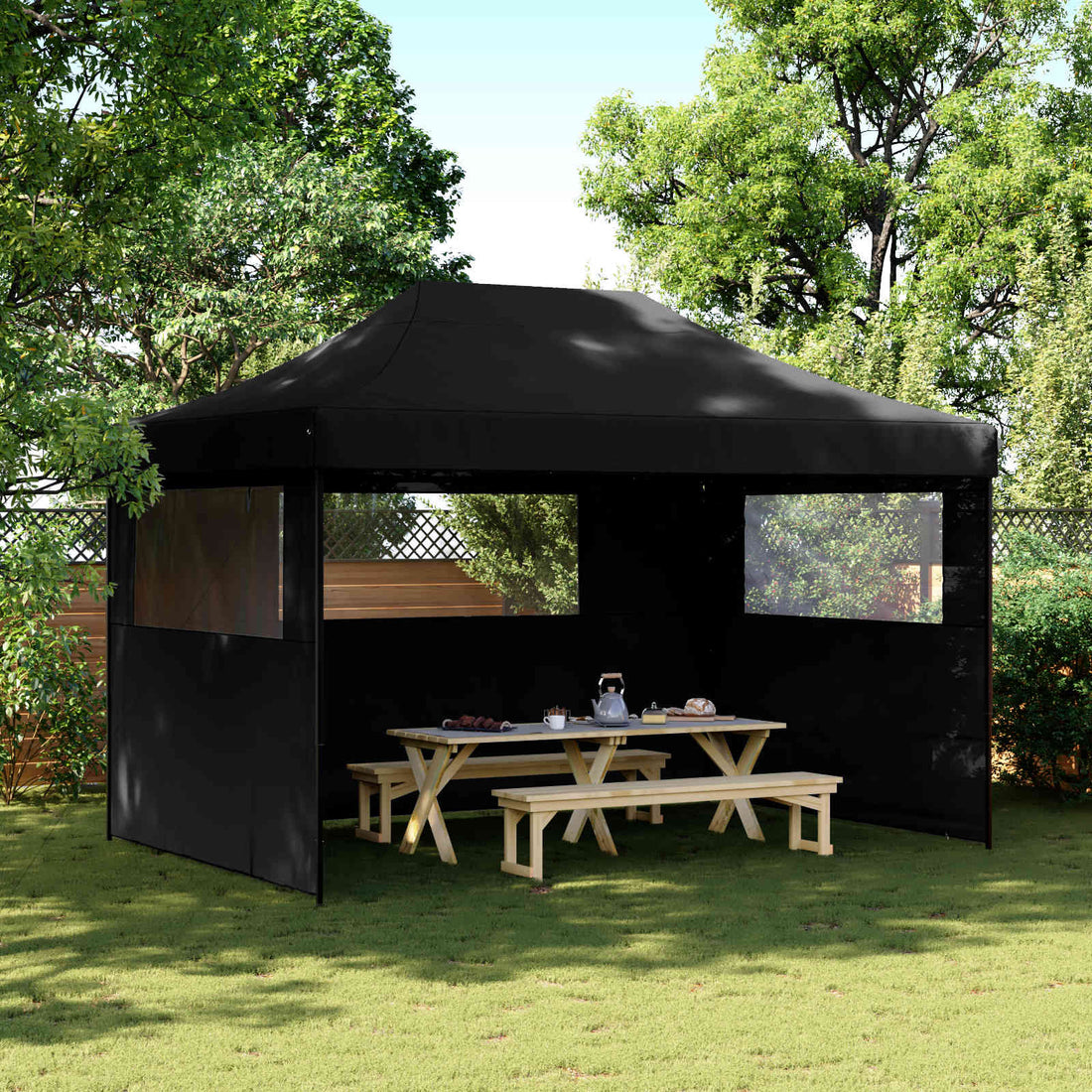 vidaXL Carpa de Fiesta 279 x 410 x 315 cm Negro Tela Oxford