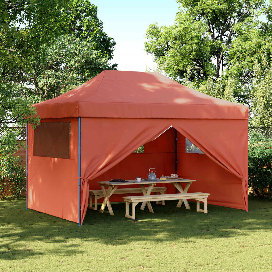 vidaXL Carpa de Fiesta 279 x 410 x 315 cm Terracota Tela Oxford