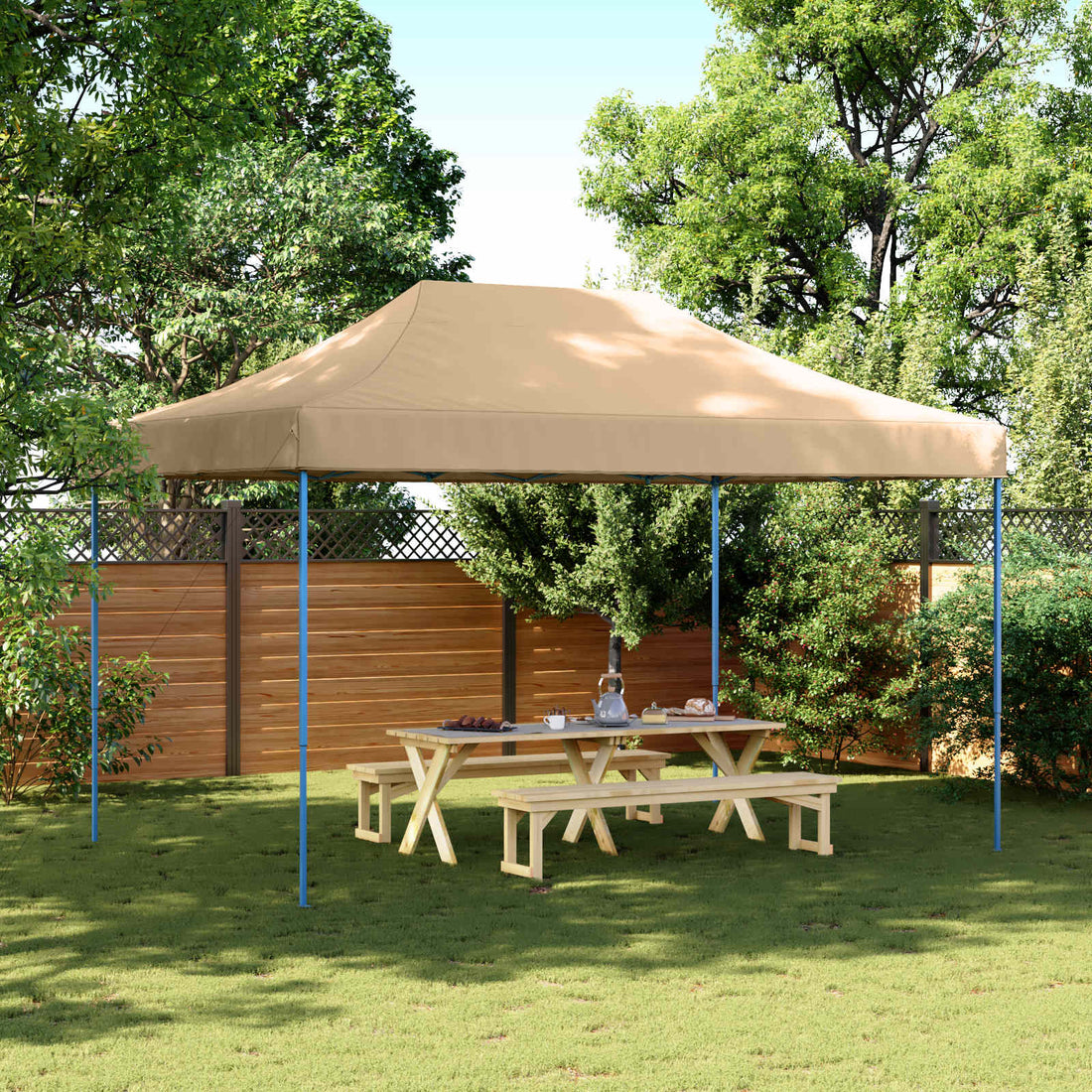 vidaXL Carpa de Fiesta 292 x 440 x 315 cm Beige Tela Oxford