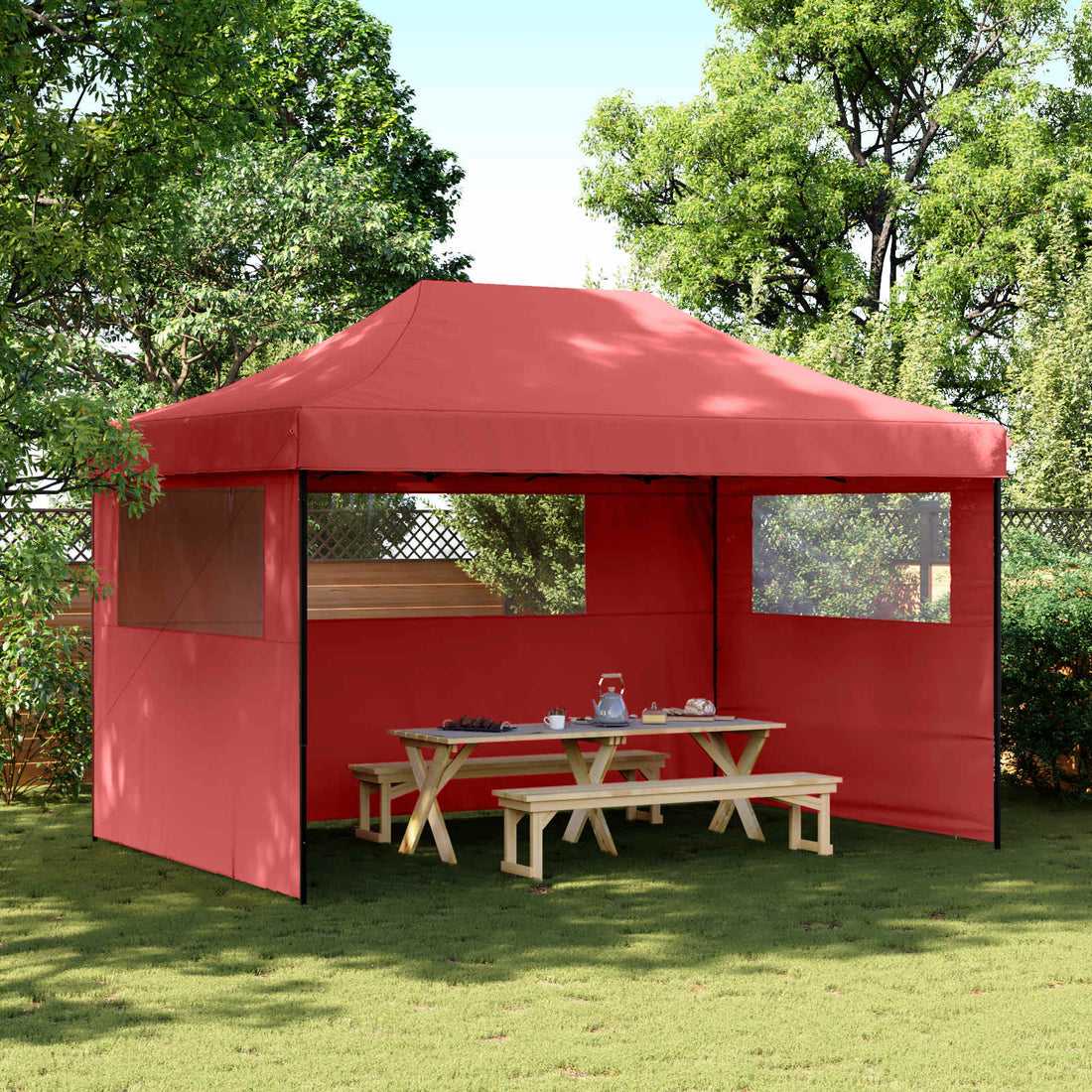vidaXL Carpa de Fiesta 292 x 440 x 315 cm Burdeos Tela Oxford