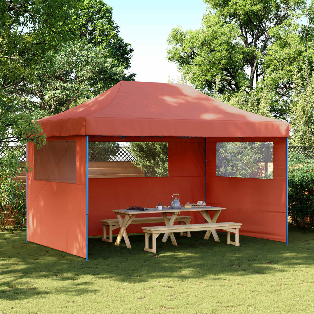 vidaXL Carpa de Fiesta 292 x 440 x 315 cm Terracota Tela Oxford