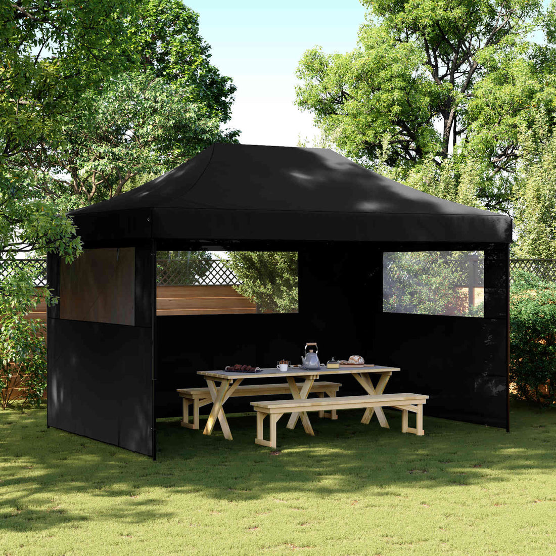 vidaXL Carpa de Fiesta 292 x 440 x 315 cm Negro Tela Oxford