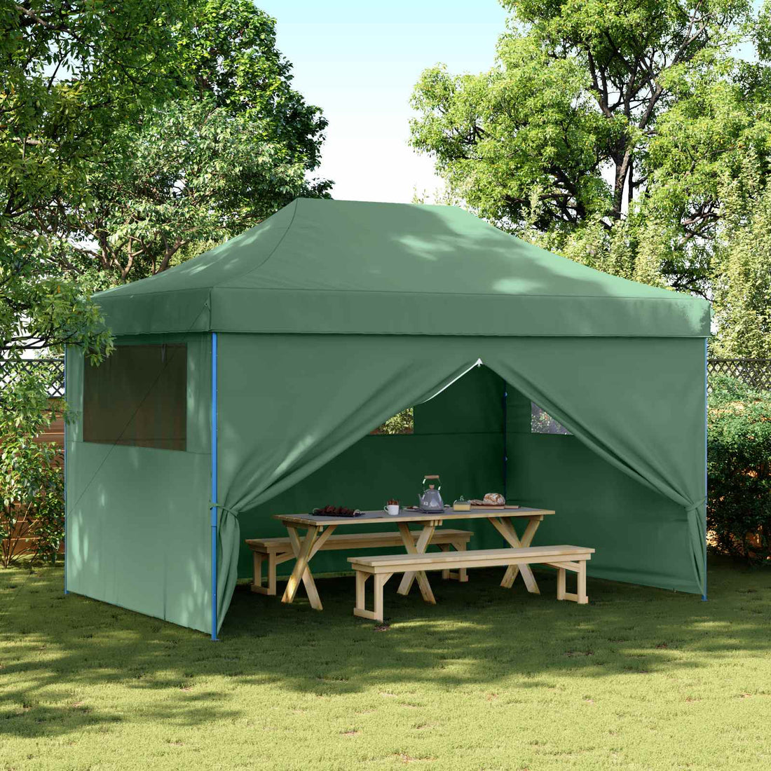 vidaXL Carpa de Fiesta 292 x 440 x 315 cm Verde Tela Oxford