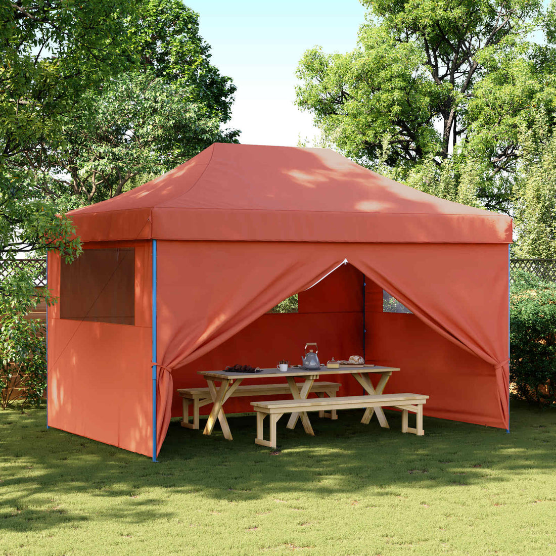 vidaXL Carpa de Fiesta 292 x 440 x 315 cm Terracota Tela Oxford