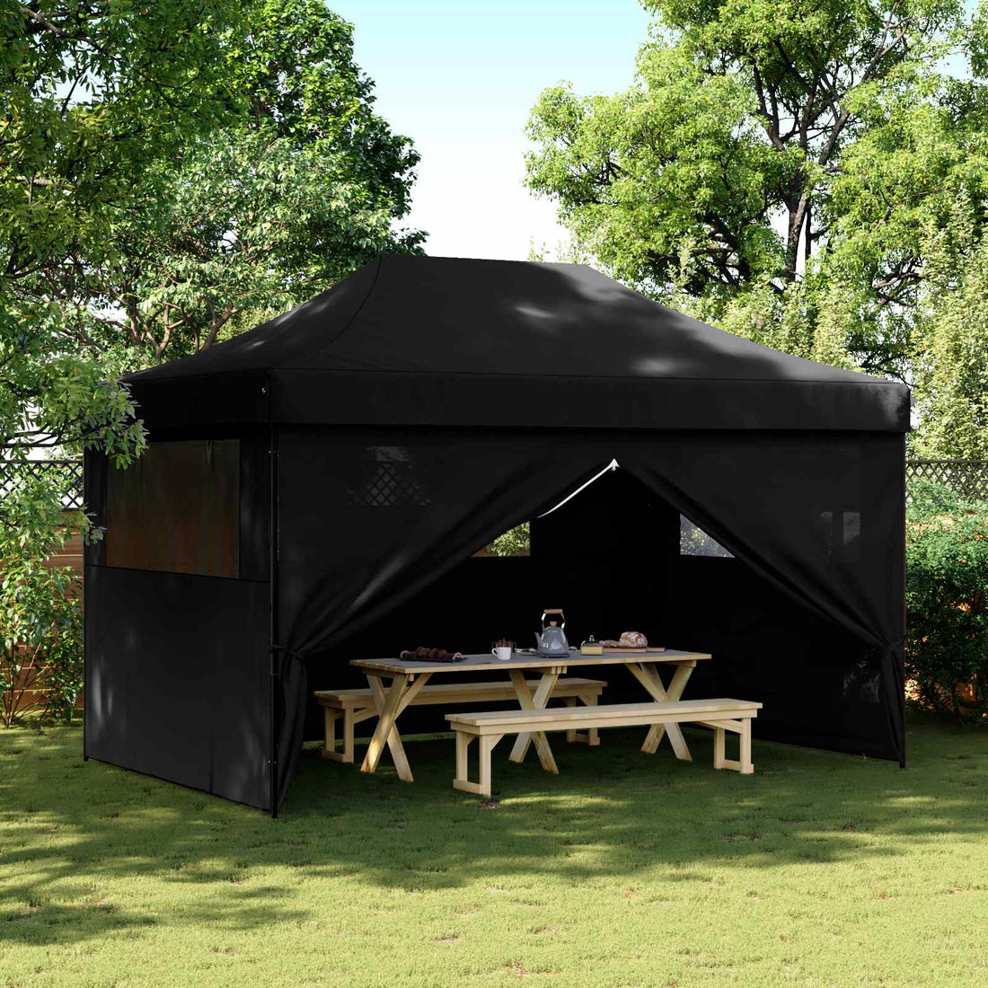 vidaXL Carpa de Fiesta 292 x 440 x 315 cm Negro Tela Oxford