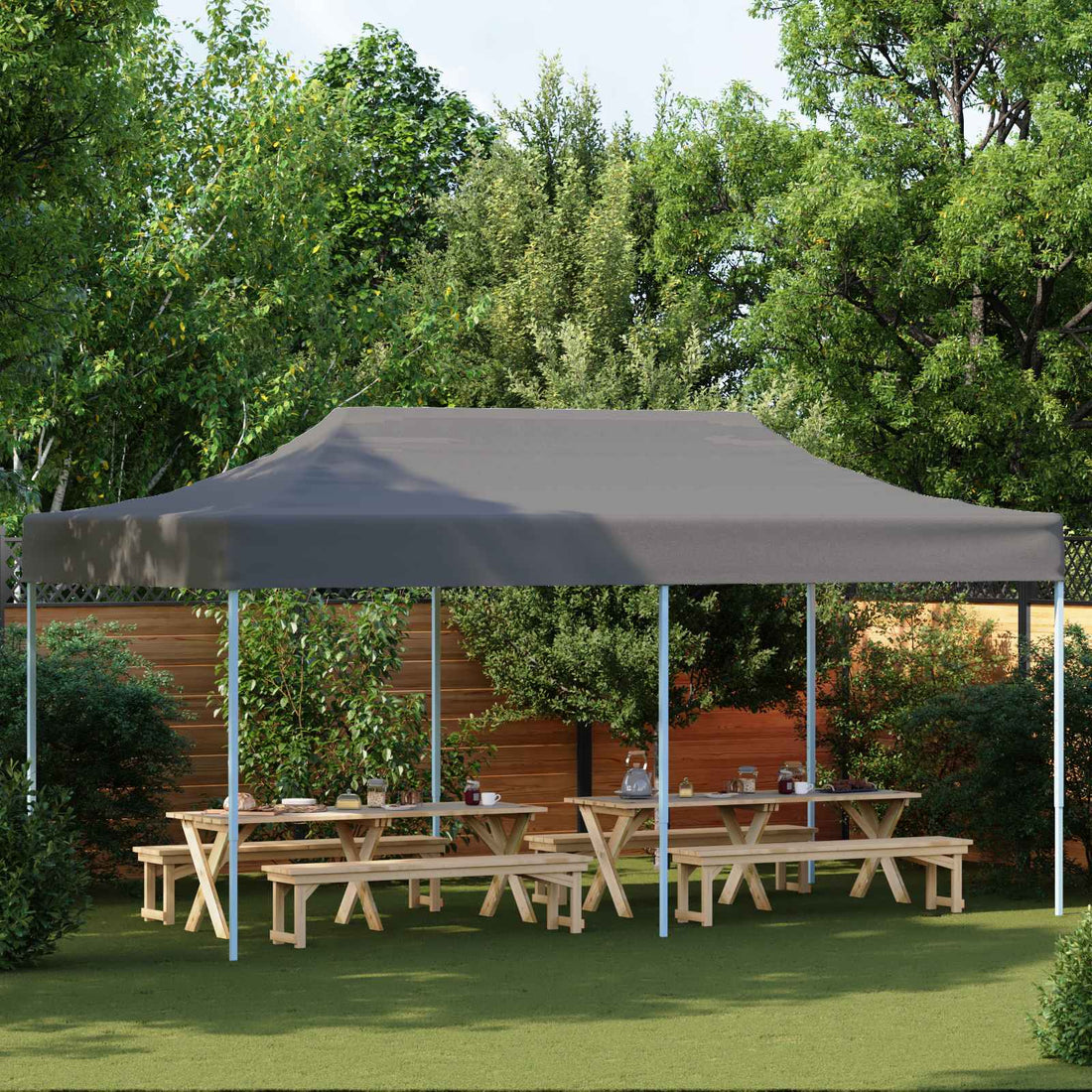 vidaXL Carpa de Fiesta 291 x 580 x 315 cm Gris antracita Tela Oxford