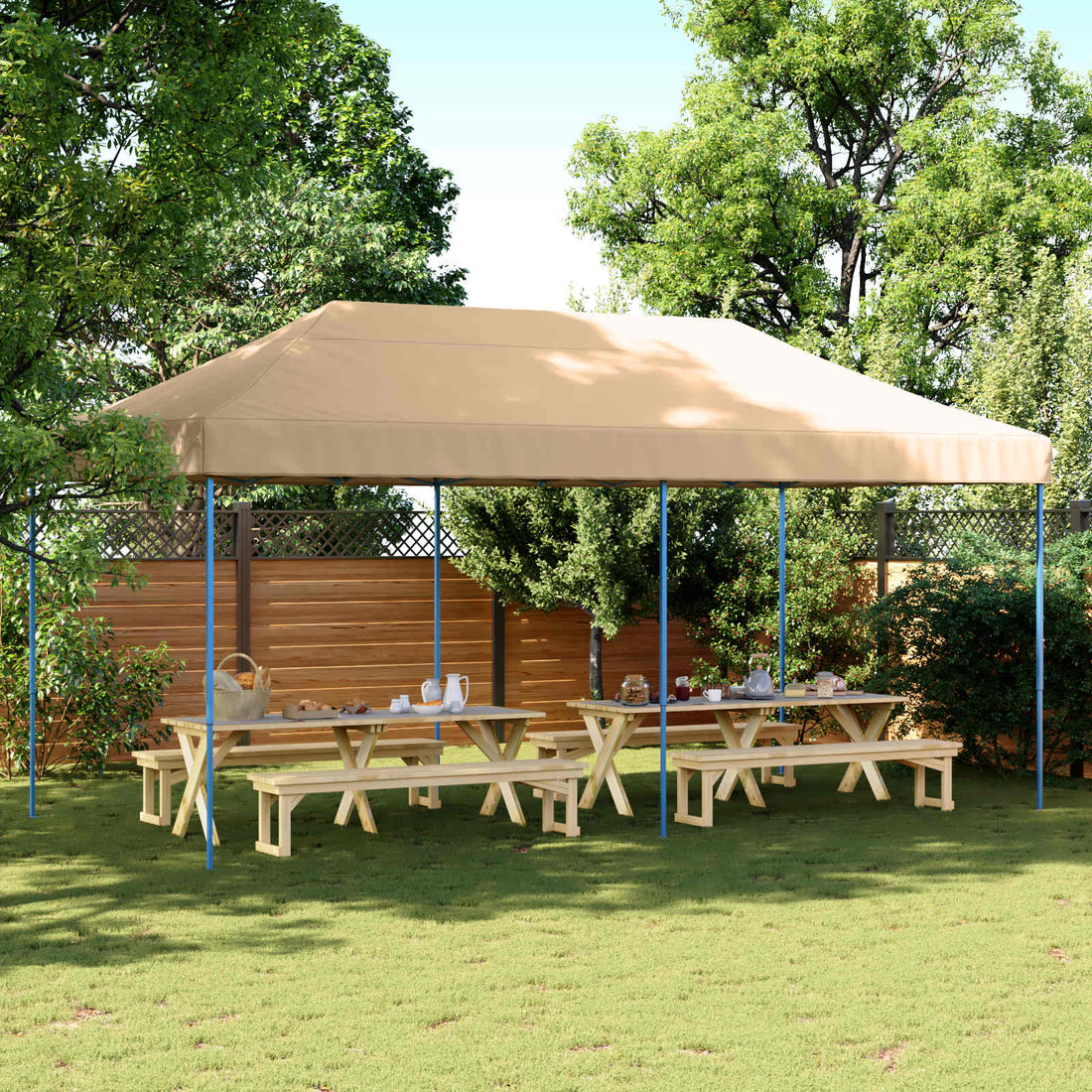 vidaXL Carpa de Fiesta 292 x 580 x 315 cm Beige Tela Oxford