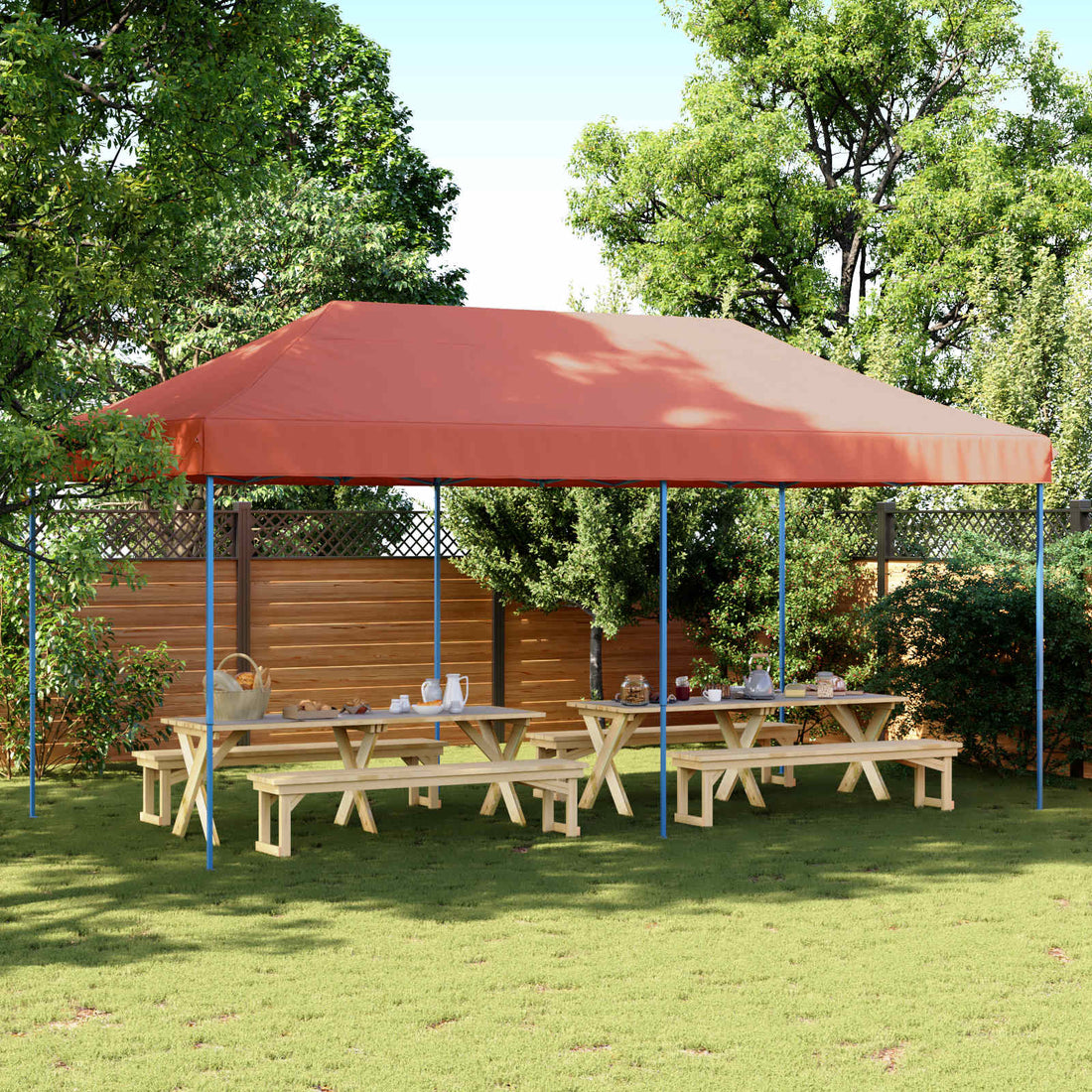 vidaXL Carpa de Fiesta 292 x 580 x 315 cm Terracota Tela Oxford