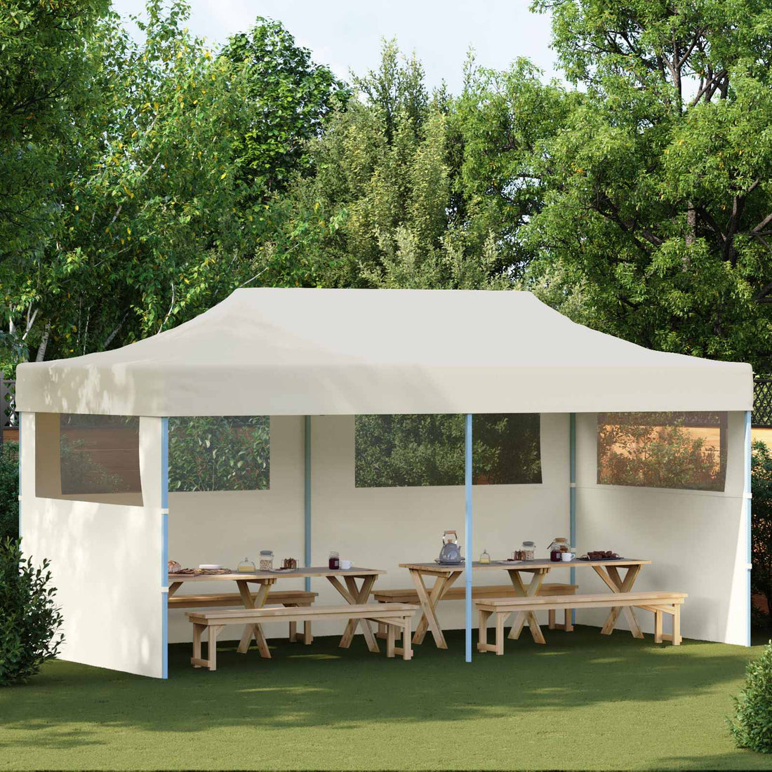 vidaXL Carpa de Fiesta 291 x 580 x 315 cm Crema Tela Oxford