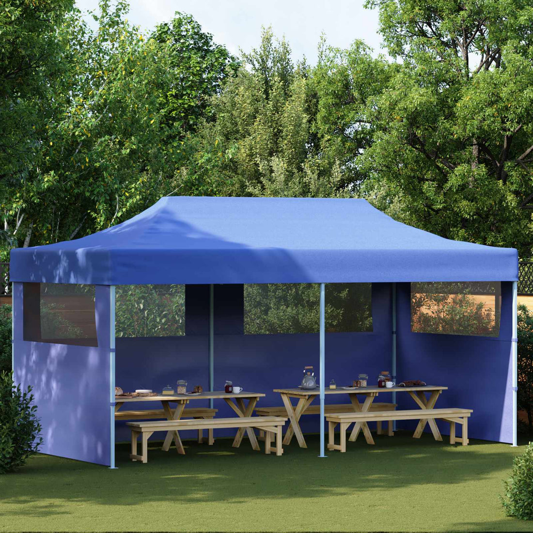 vidaXL Carpa de Fiesta 291 x 580 x 315 cm Azul Tela Oxford
