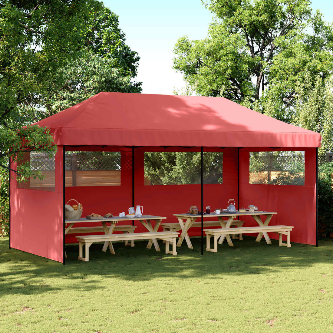 vidaXL Carpa de Fiesta 292 x 580 x 315 cm Burdeos Tela Oxford