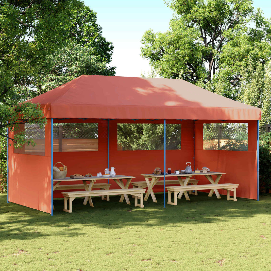 vidaXL Carpa de Fiesta 292 x 580 x 315 cm Terracota Tela Oxford
