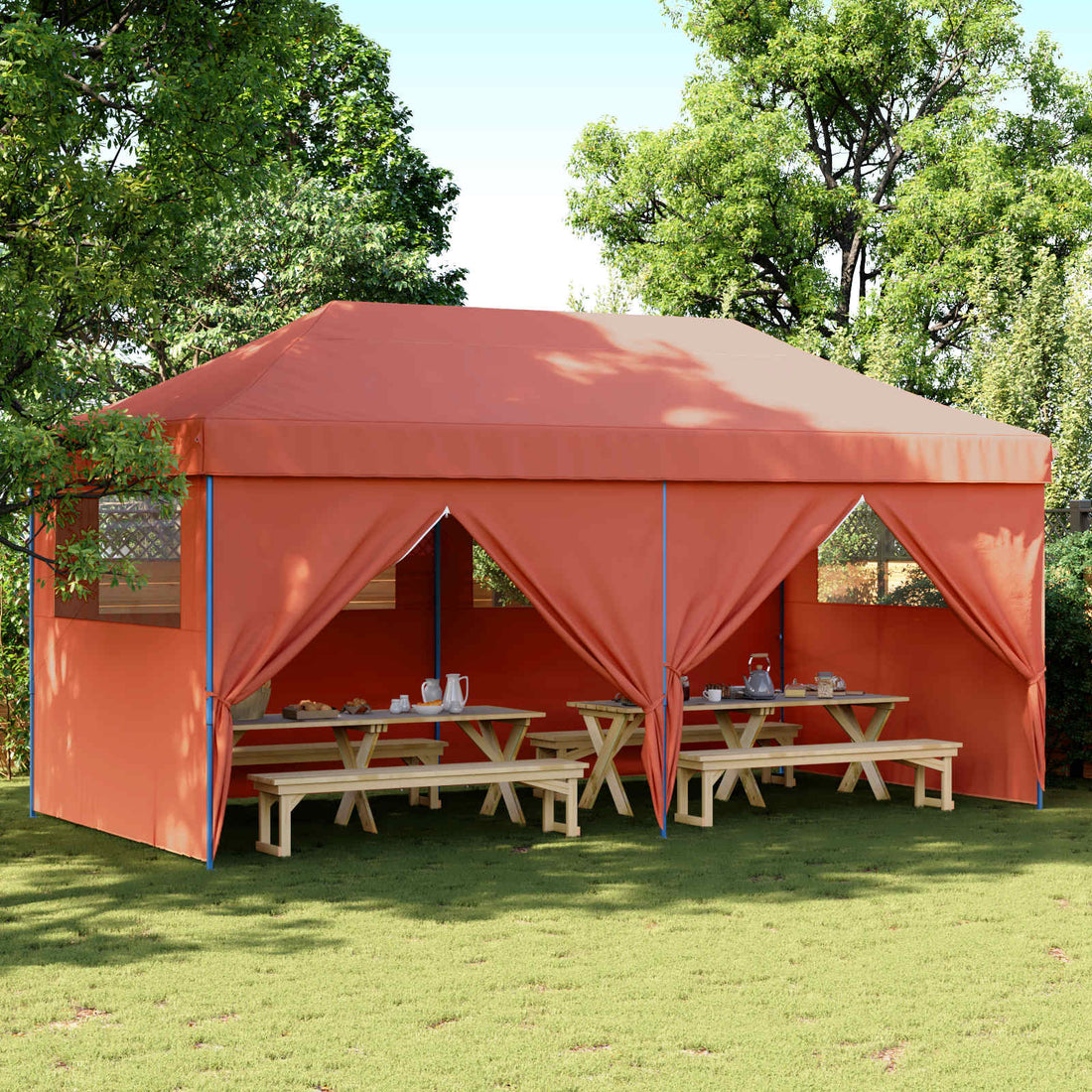 vidaXL Carpa de Fiesta 292 x 580 x 315 cm Terracota Tela Oxford