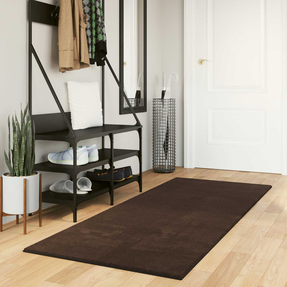 vidaXL Alfombra suave y lavable de pelo medio HUARTE Marrón Poliéster