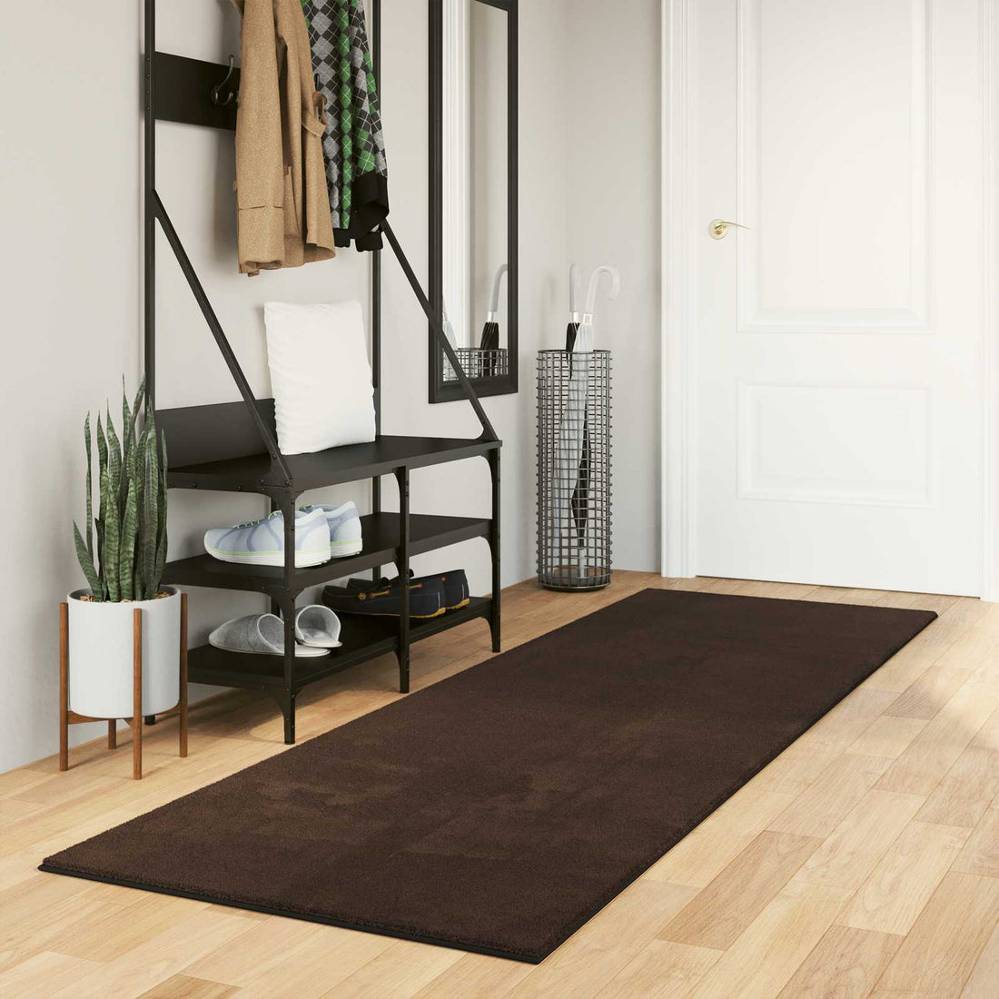 vidaXL Alfombra suave y lavable de pelo medio HUARTE Marrón Poliéster