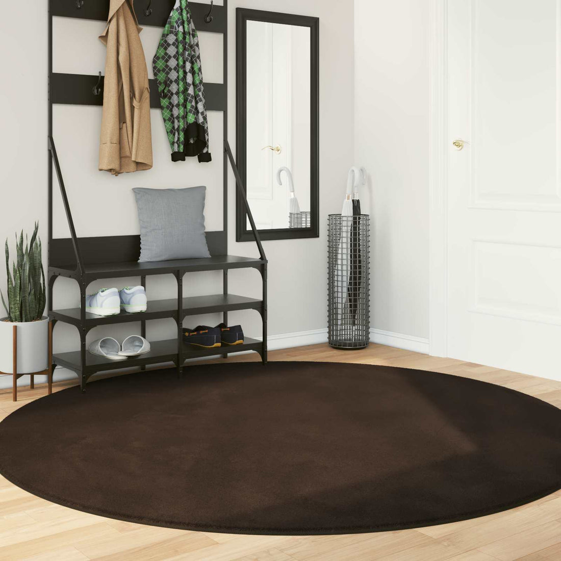 vidaXL Alfombra suave y lavable de pelo medio HUARTE Marrón Ø 200 CM