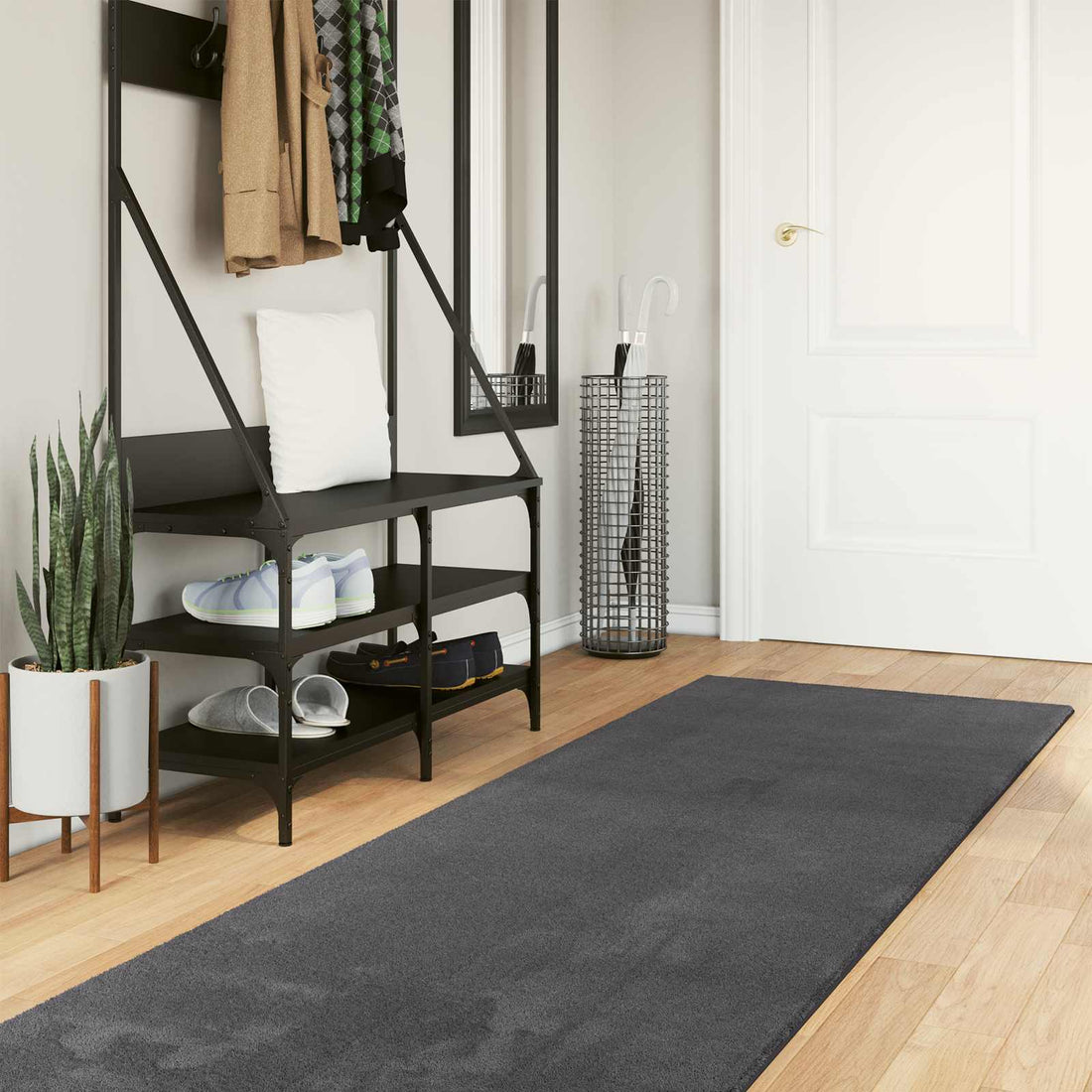 vidaXL Alfombra suave y lavable de pelo medio HUARTE Gris antracita