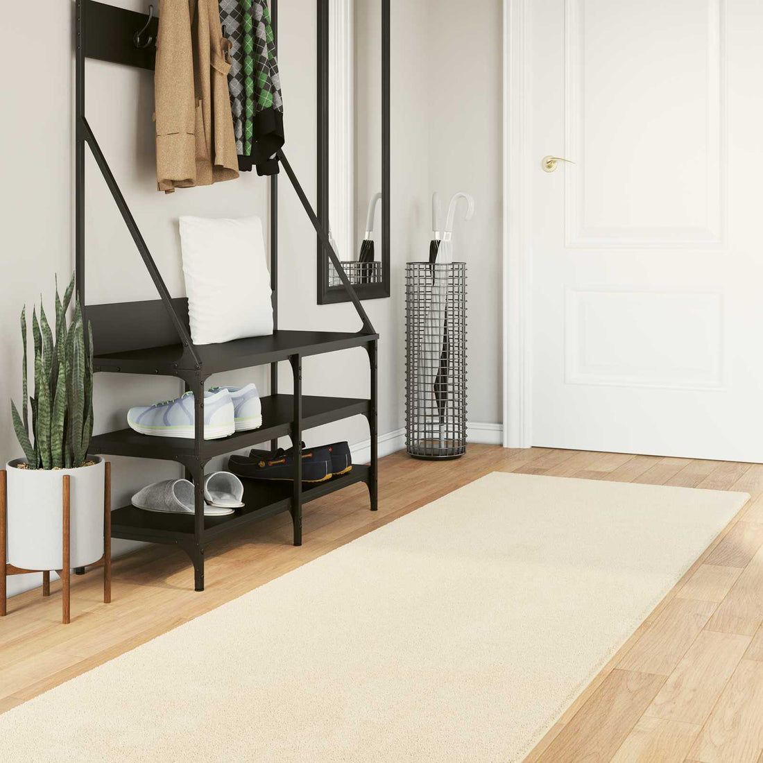 vidaXL Alfombra suave y lavable de pelo medio HUARTE Crema Poliéster