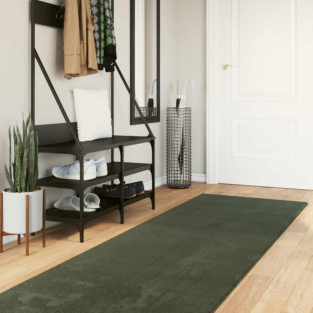 vidaXL Alfombra suave y lavable de pelo medio HUARTE Verde bosque