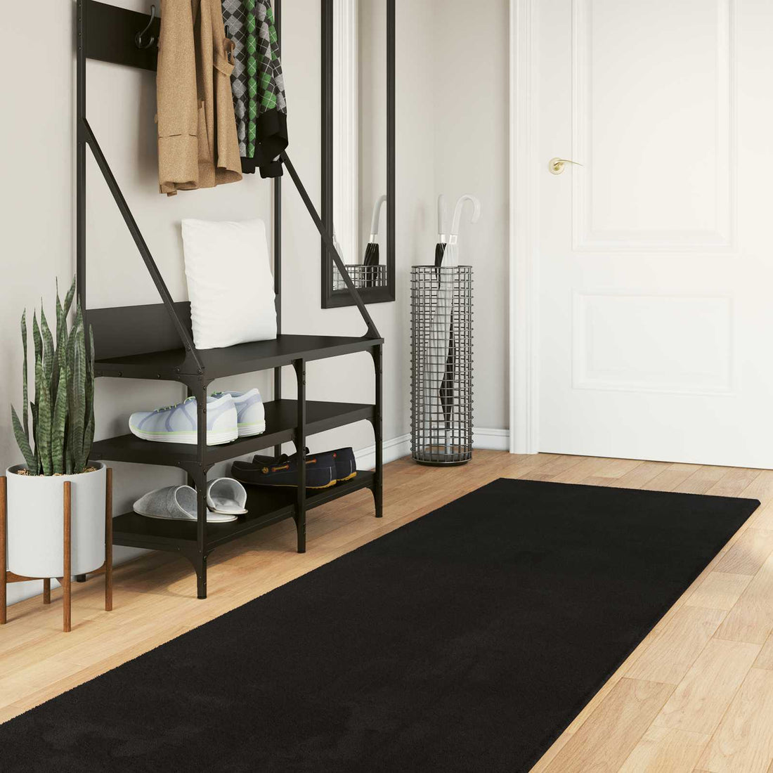 vidaXL Alfombra suave y lavable de pelo medio HUARTE Negro 400 x 80 cm
