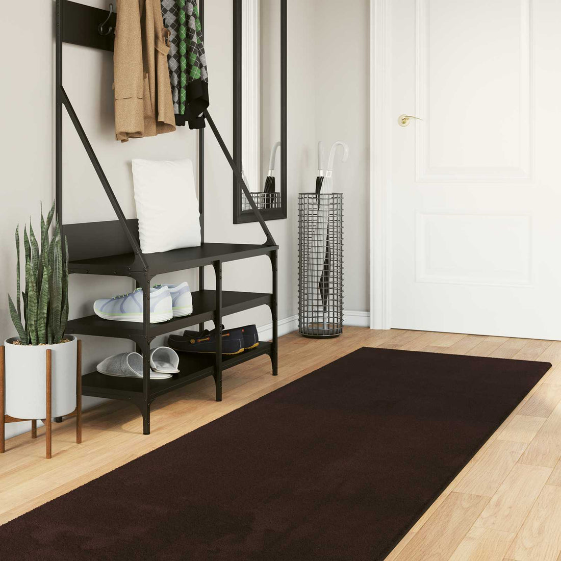vidaXL Alfombra suave y lavable de pelo medio HUARTE Marrón Poliéster