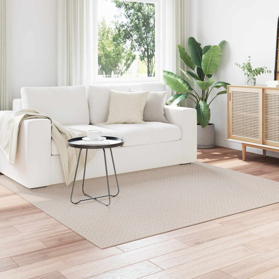 vidaXL Alfombras de área Cuadrado FARO Crema 200 x 200 cm Poliéster