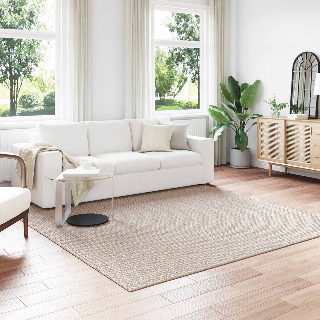 vidaXL Alfombras de área Cuadrado FARO Crema 240 x 240 cm Poliéster