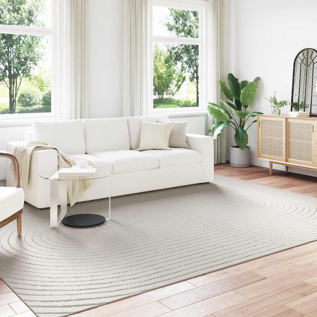 vidaXL Alfombra para interiores y exteriores PALMERAS Crema Poliéster
