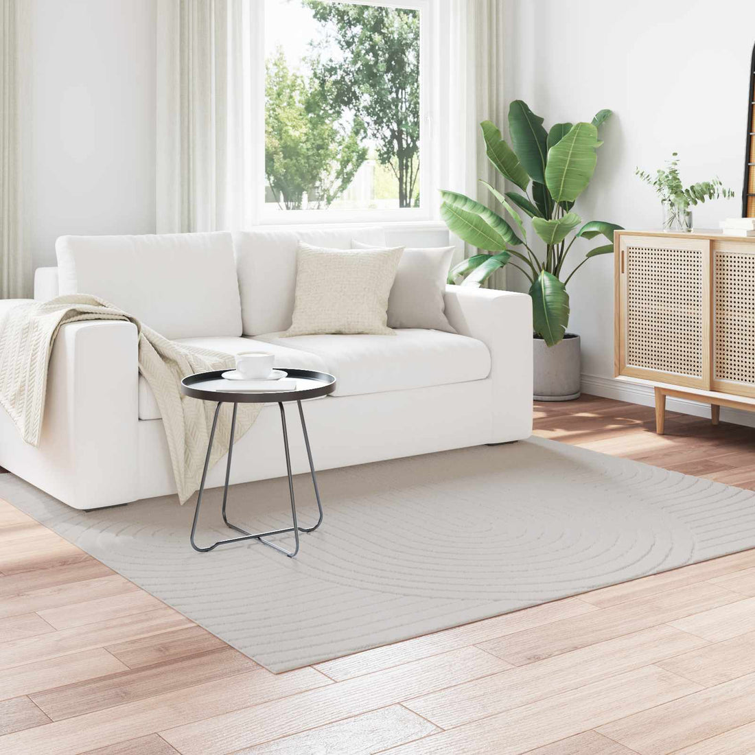 vidaXL Alfombra para interiores y exteriores PALMERAS Crema Poliéster