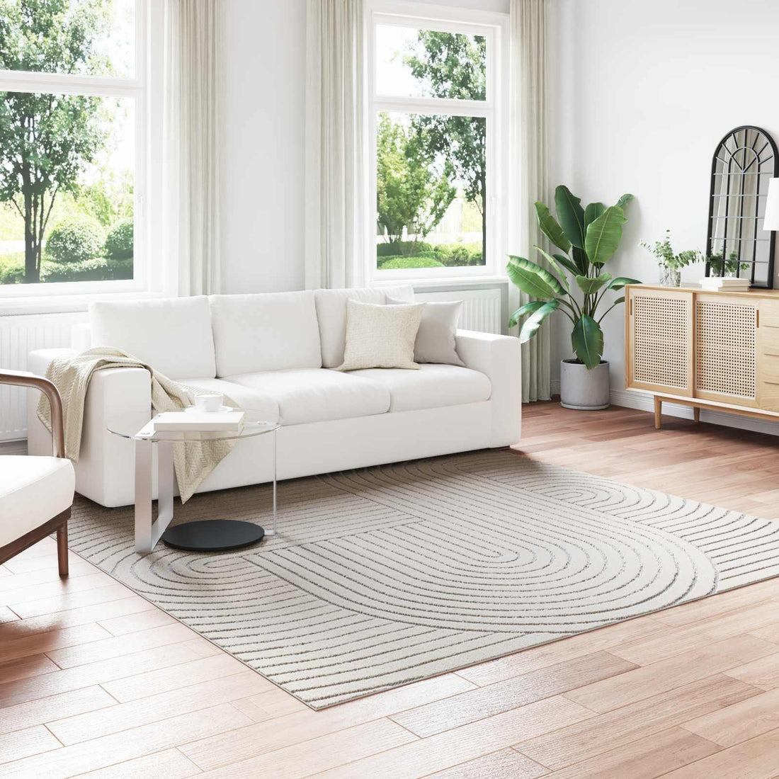 vidaXL Alfombra para interiores y exteriores PALMERAS Crema Poliéster