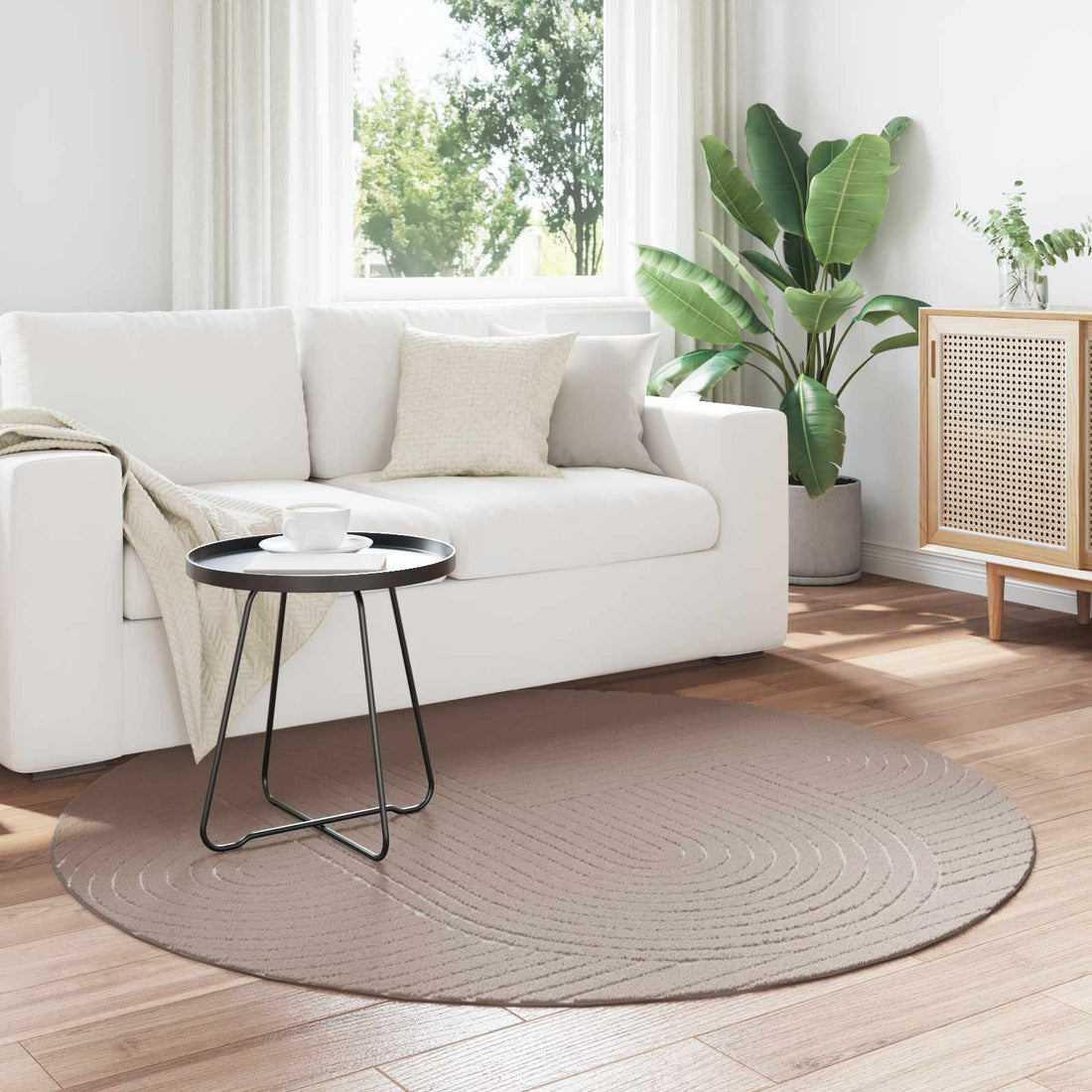vidaXL Alfombra para interiores y exteriores PALMERAS Beige Ø 120 CM