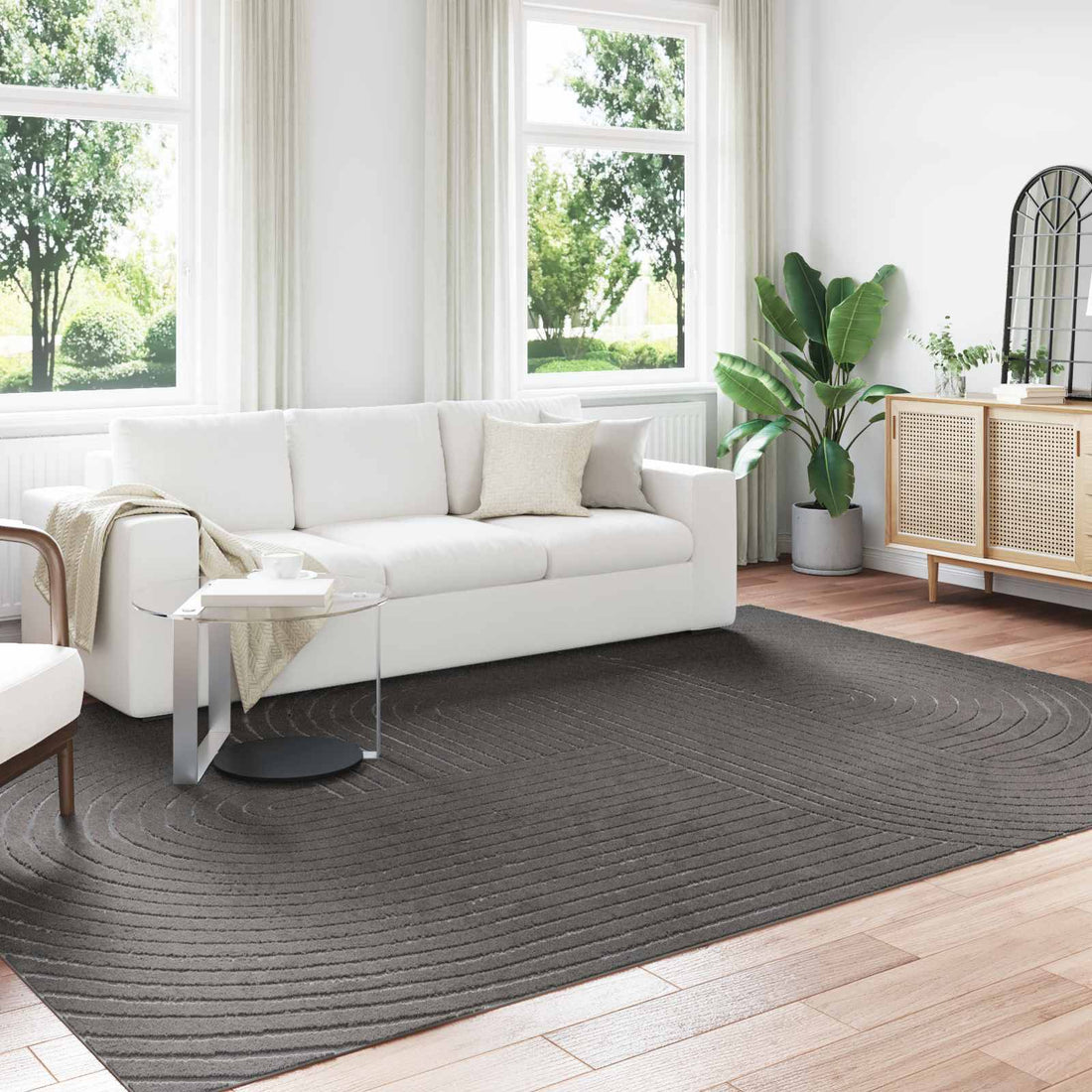 vidaXL Alfombra para interiores y exteriores PALMERAS Antracita