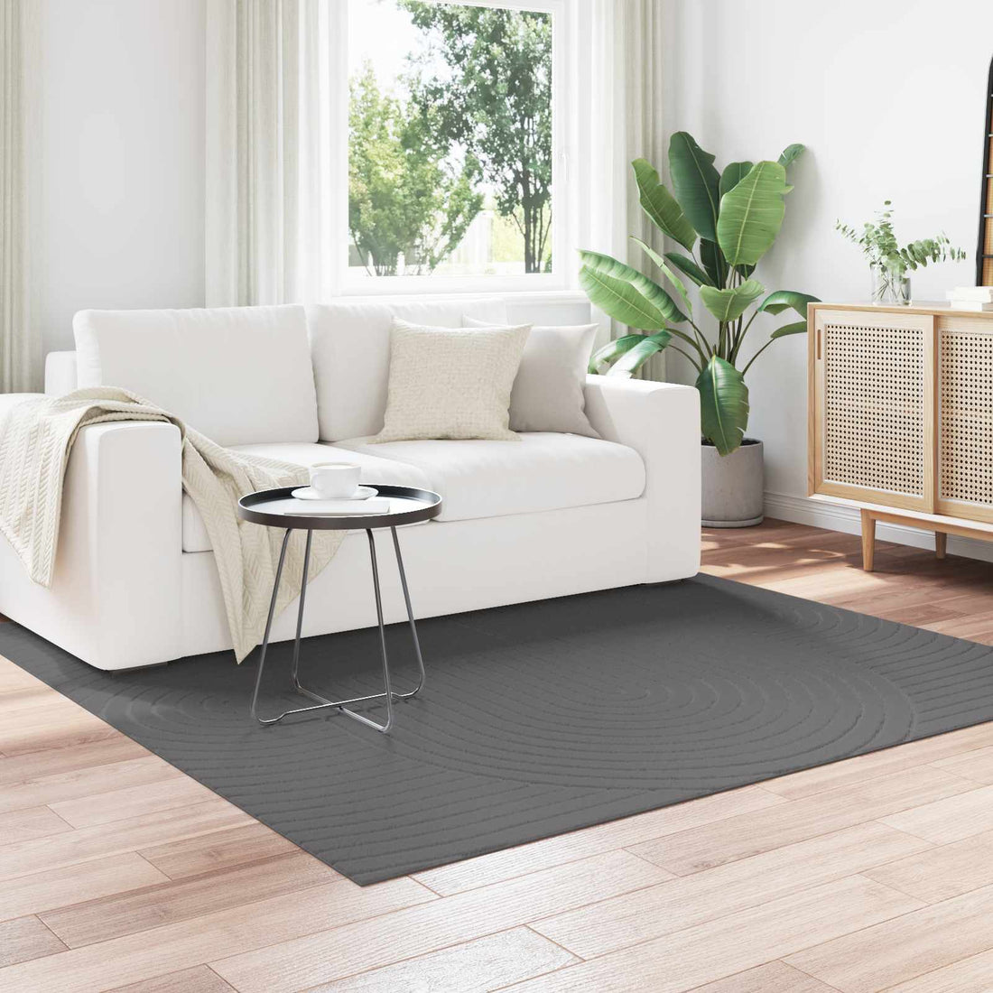 vidaXL Alfombra para interiores y exteriores PALMERAS Antracita