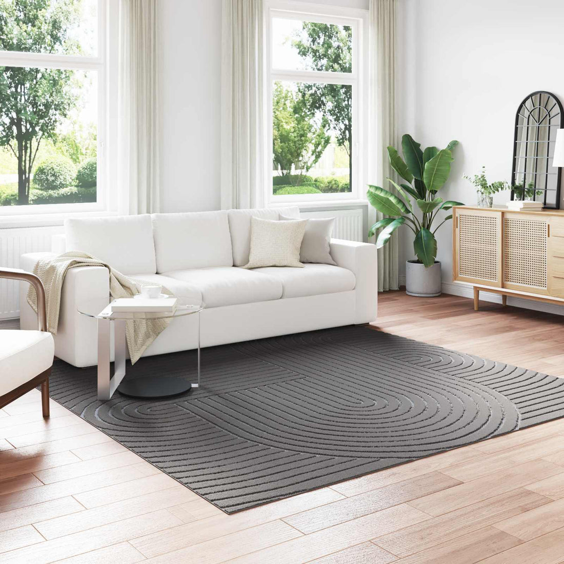 vidaXL Alfombra para interiores y exteriores PALMERAS Antracita