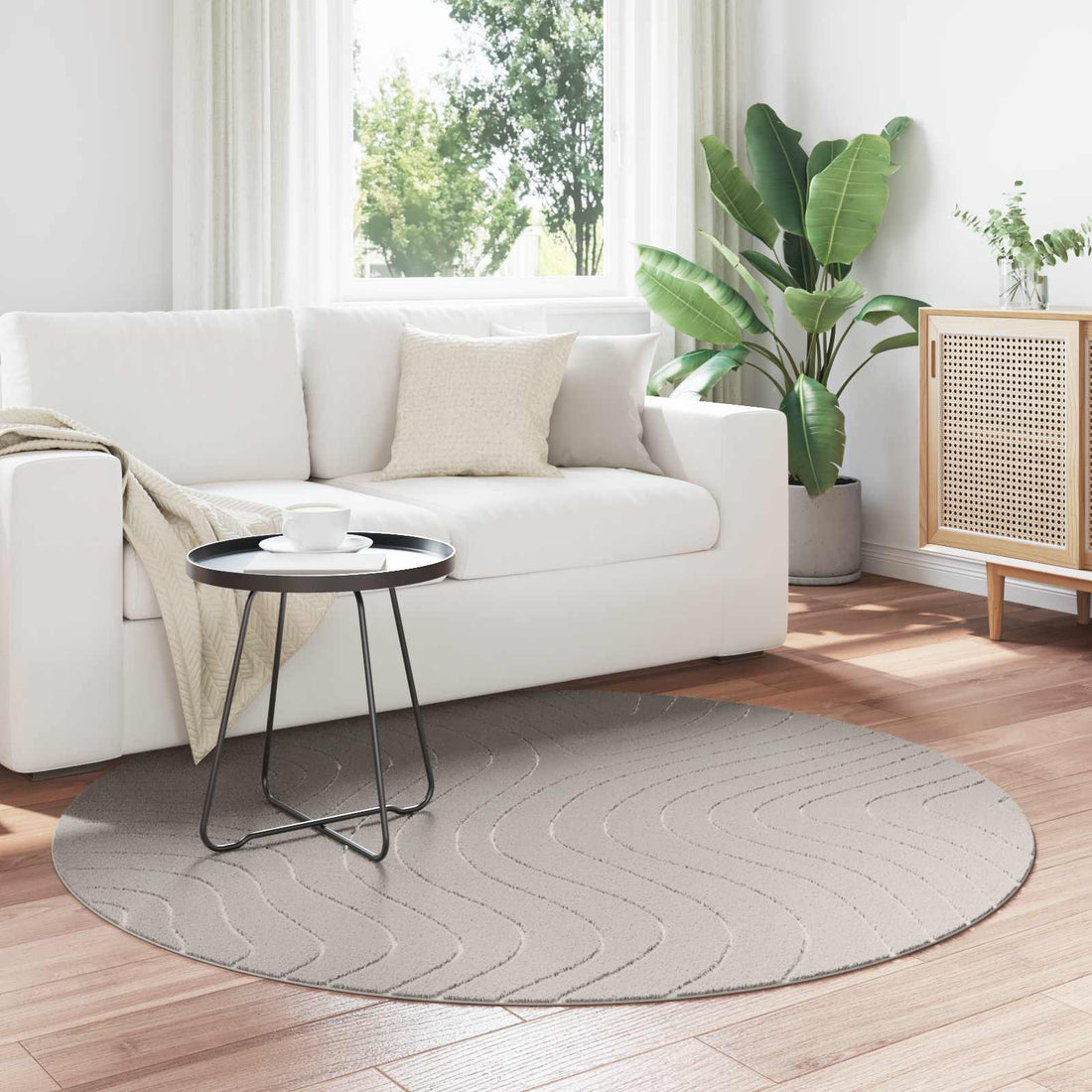 vidaXL Alfombra para interiores y exteriores PALMERAS Crema Ø 160 CM