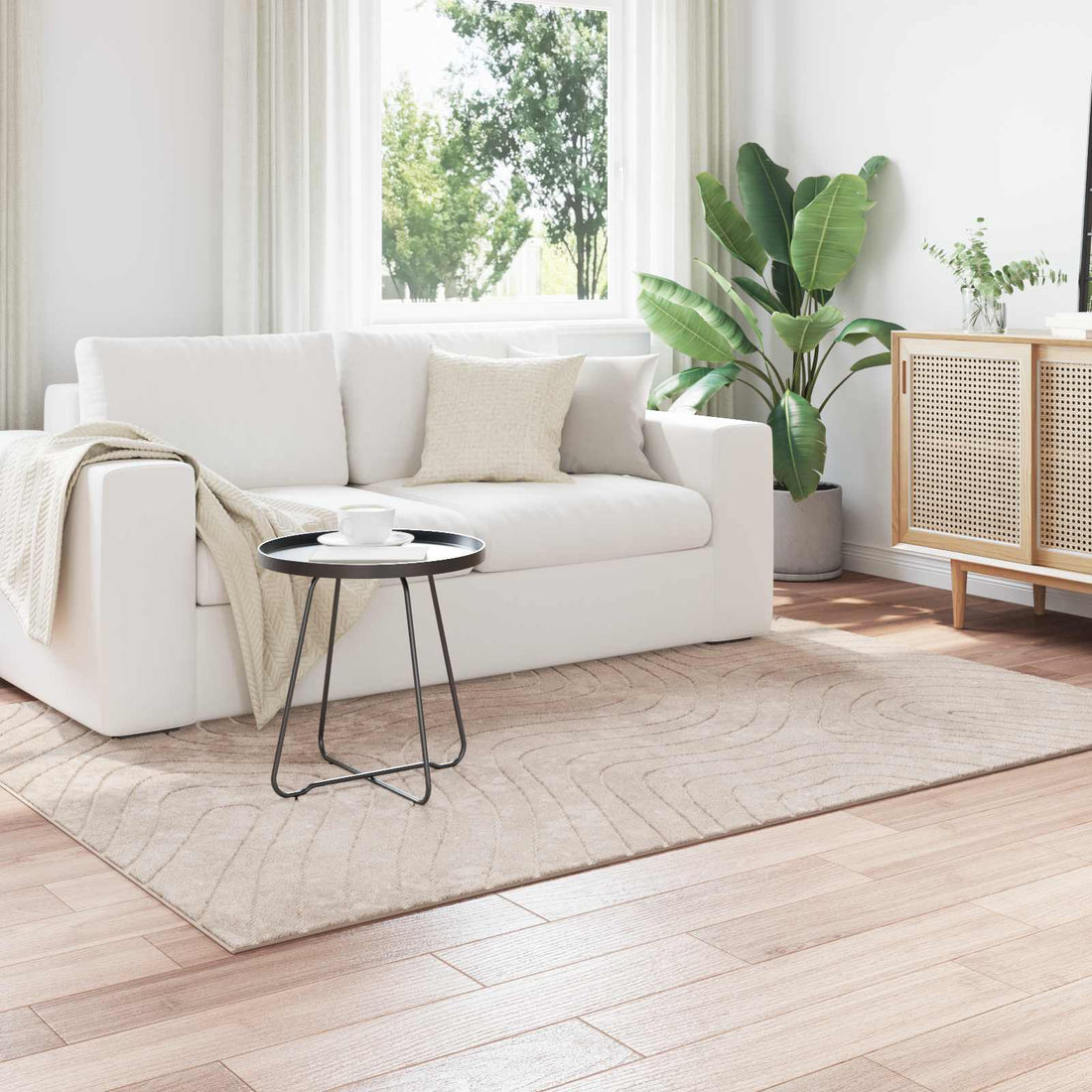 vidaXL Alfombra para interiores y exteriores PALMERAS Beige Poliéster