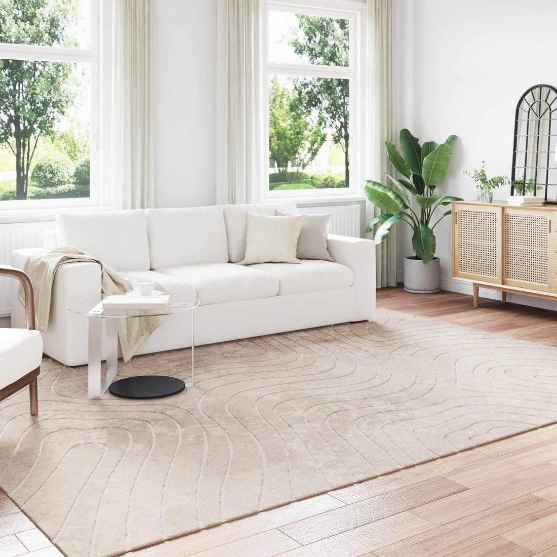 vidaXL Alfombra para interiores y exteriores PALMERAS Beige Poliéster