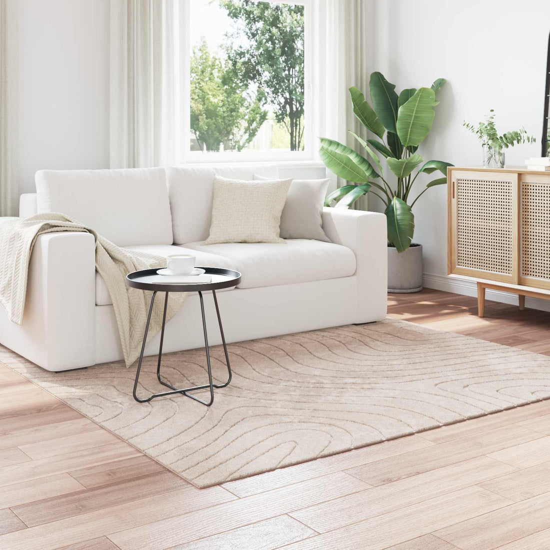 vidaXL Alfombra para interiores y exteriores PALMERAS Beige Poliéster