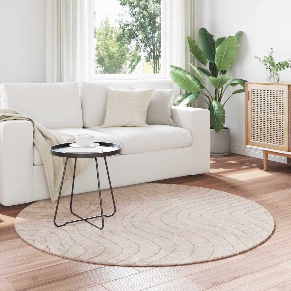 vidaXL Alfombra para interiores y exteriores PALMERAS Beige Ø 160 CM