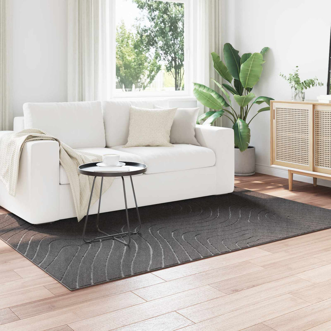 vidaXL Alfombra para interiores y exteriores PALMERAS Antracita