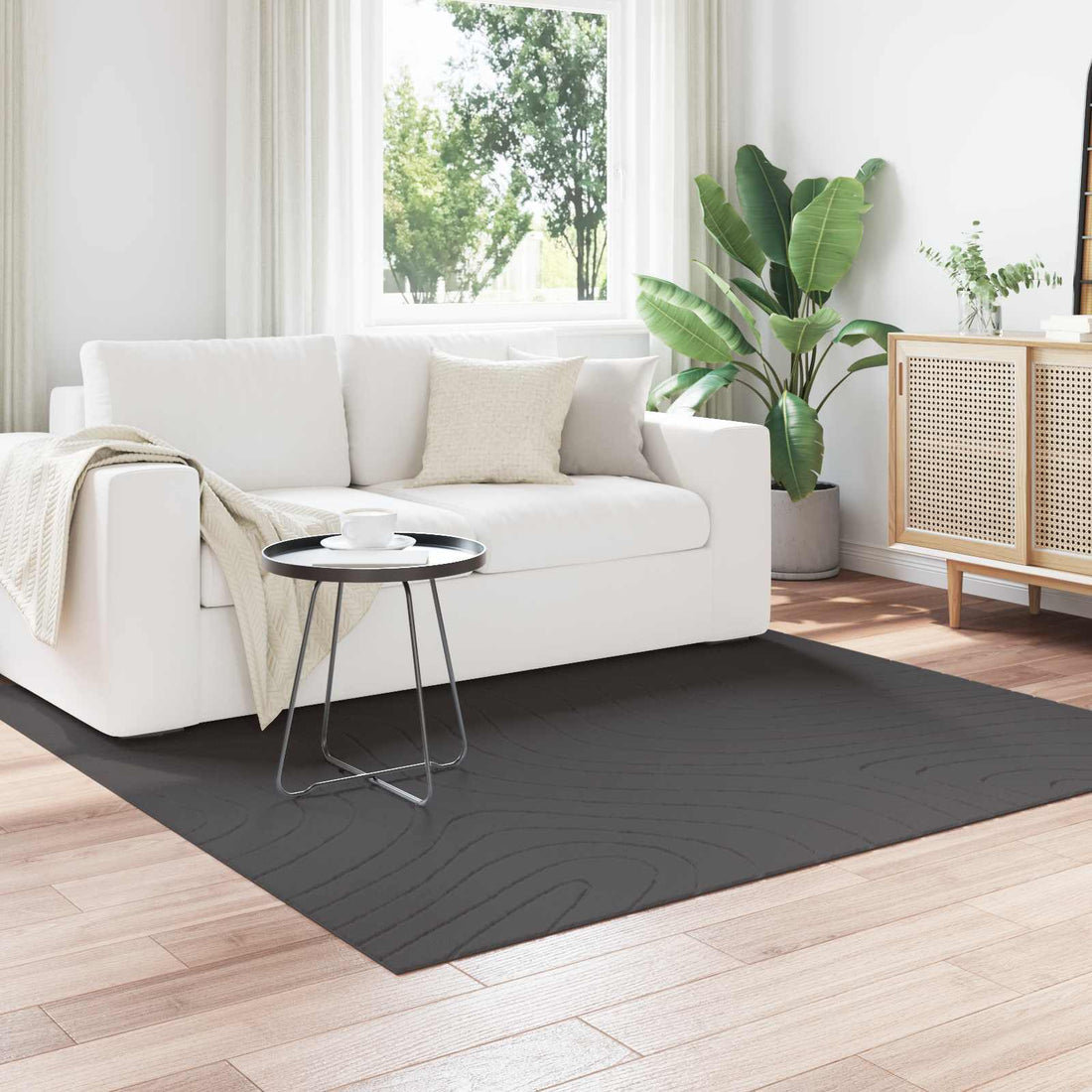 vidaXL Alfombra para interiores y exteriores PALMERAS Antracita