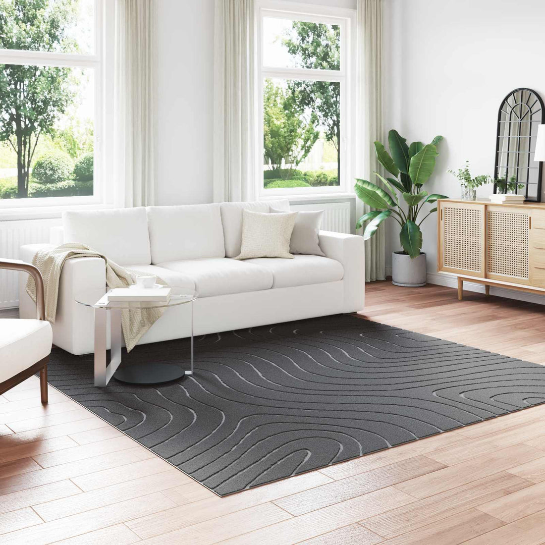 vidaXL Alfombra para interiores y exteriores PALMERAS Antracita